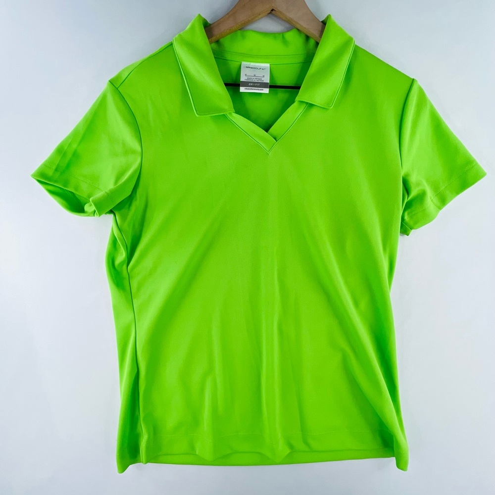 NIKE GOLF DRI-FIT GREEN COLLARD V NECK ATHLETIC SHIRT